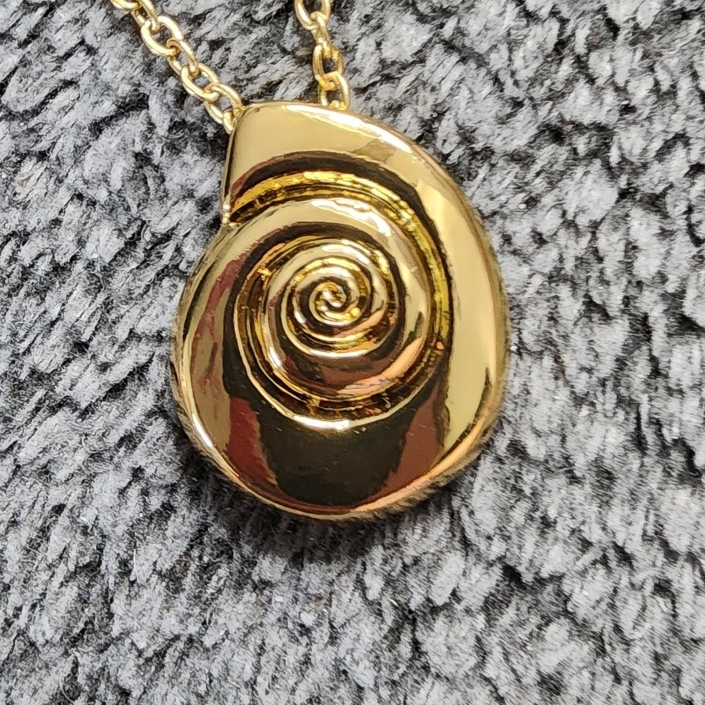 Gold Toned Spiral Pendant Necklace - Picture 2 of 3